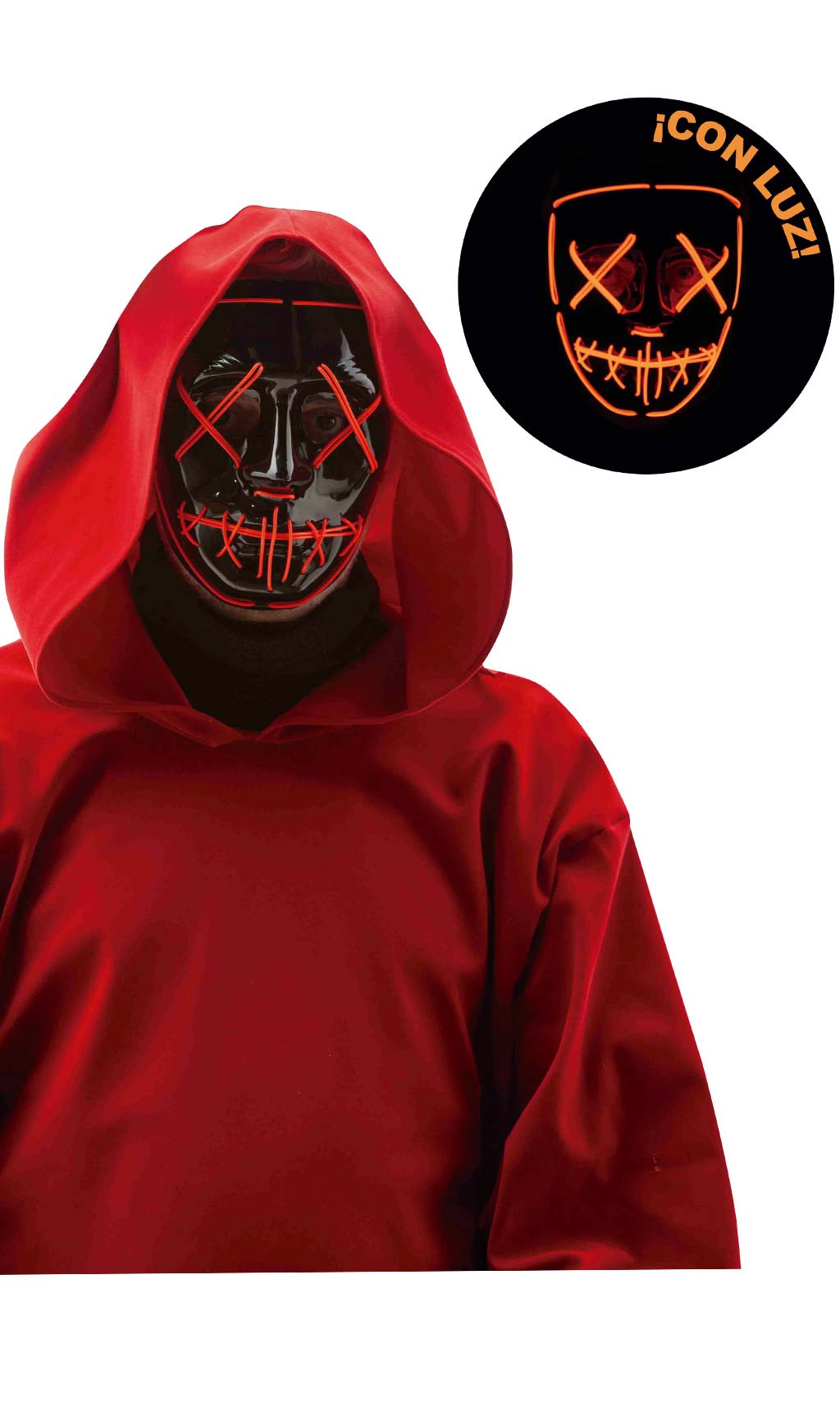 Maske The Purge mit rotem Licht