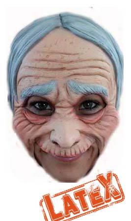 Graue Alte-Frau-Maske aus Latex