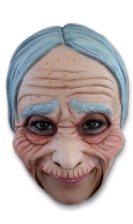 Graue Alte-Frau-Maske aus Latex