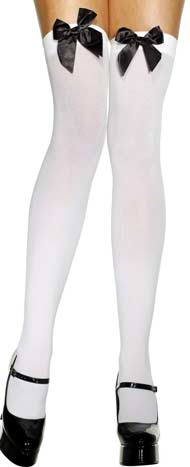 Weiße Strümpfe mit schwarzer Schleife
