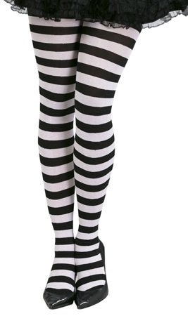 Feinstrumpfhose mit schwarz-weißen Streifen