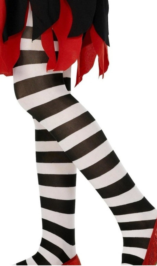 Strumpfhose Streifen schwarz und weiß Deluxe für Kinder