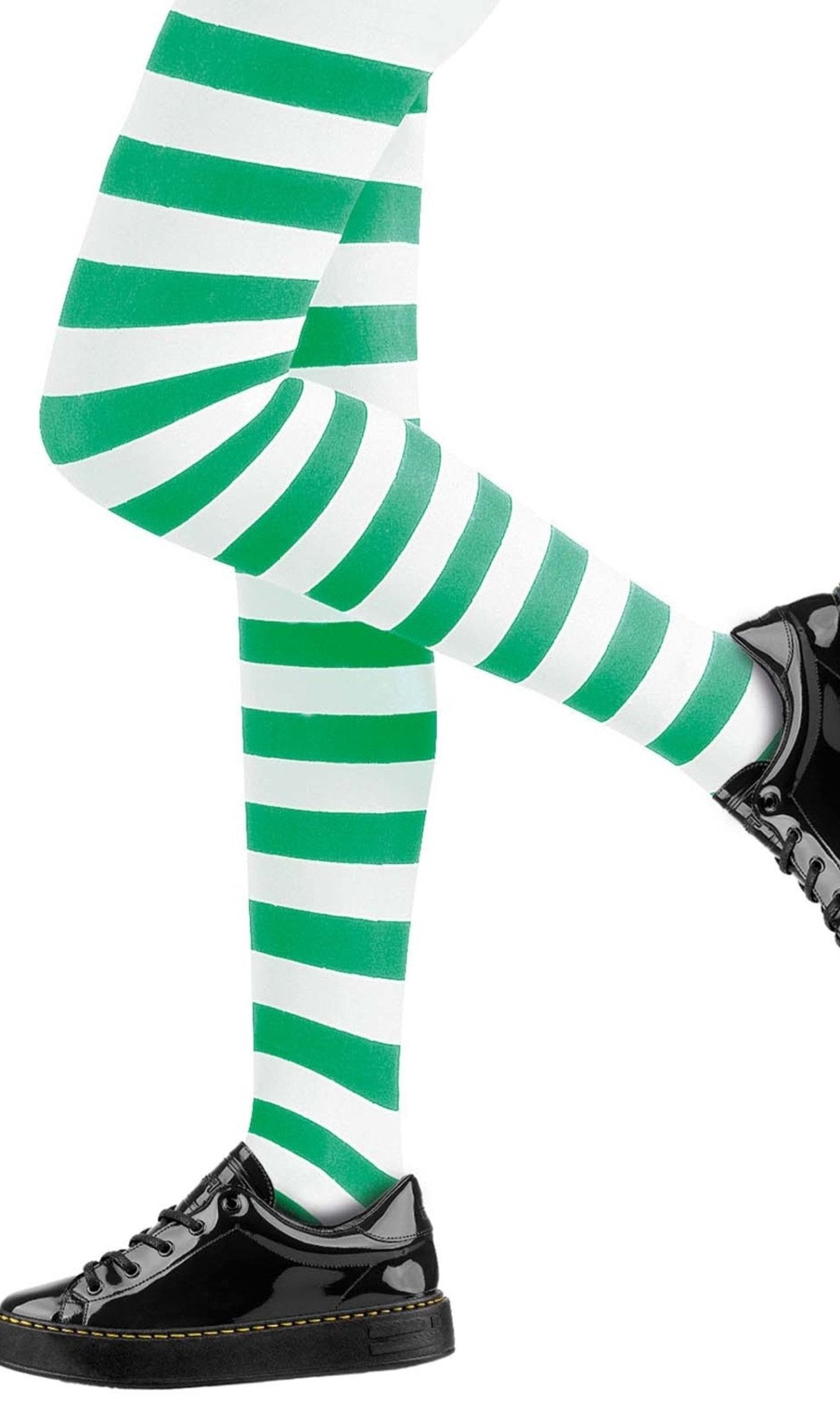 Strumpfhose Streifen Grün und Weiss für Kinder