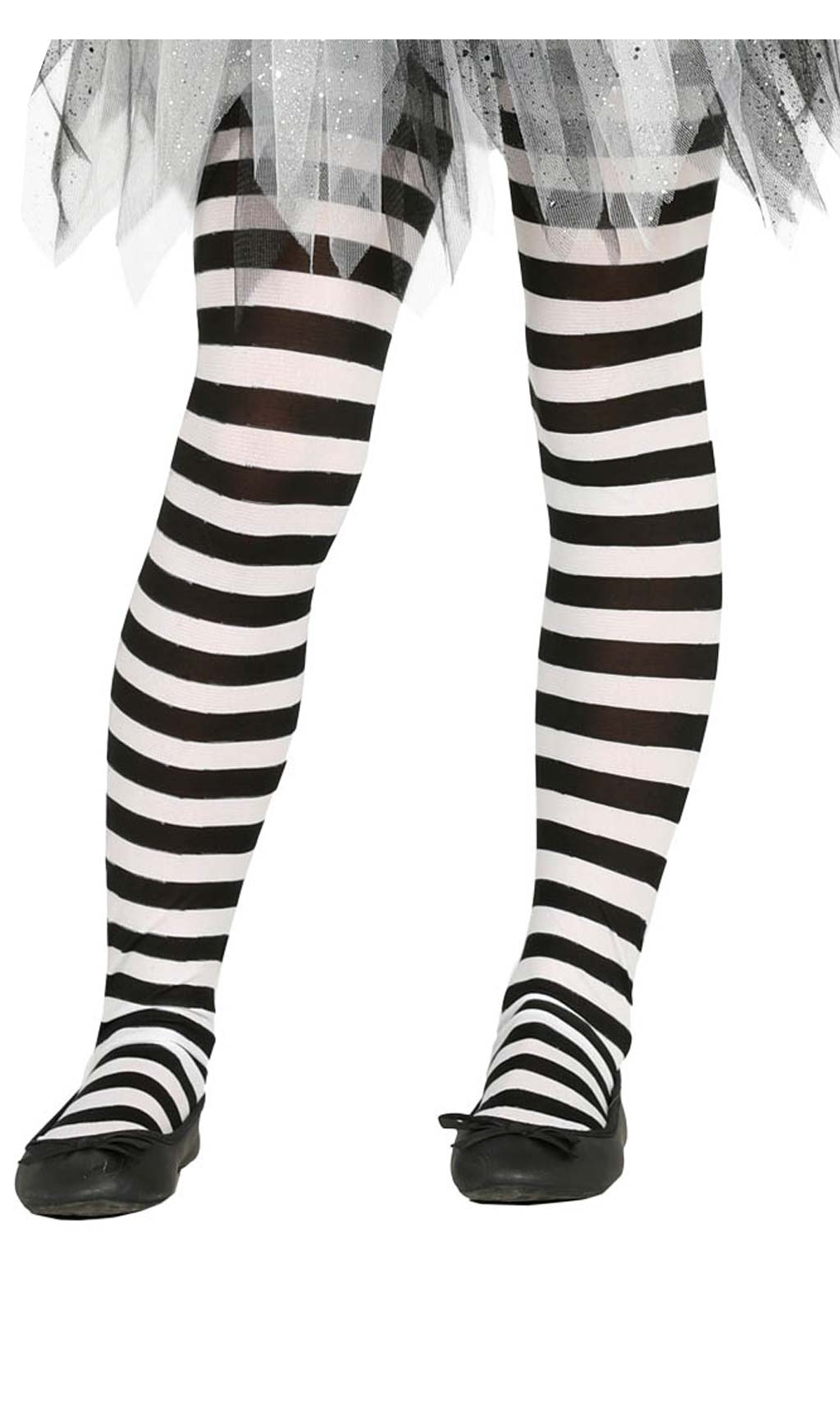 Feinstrumpfhose mit schwarz-weißen Streifen für Kinder