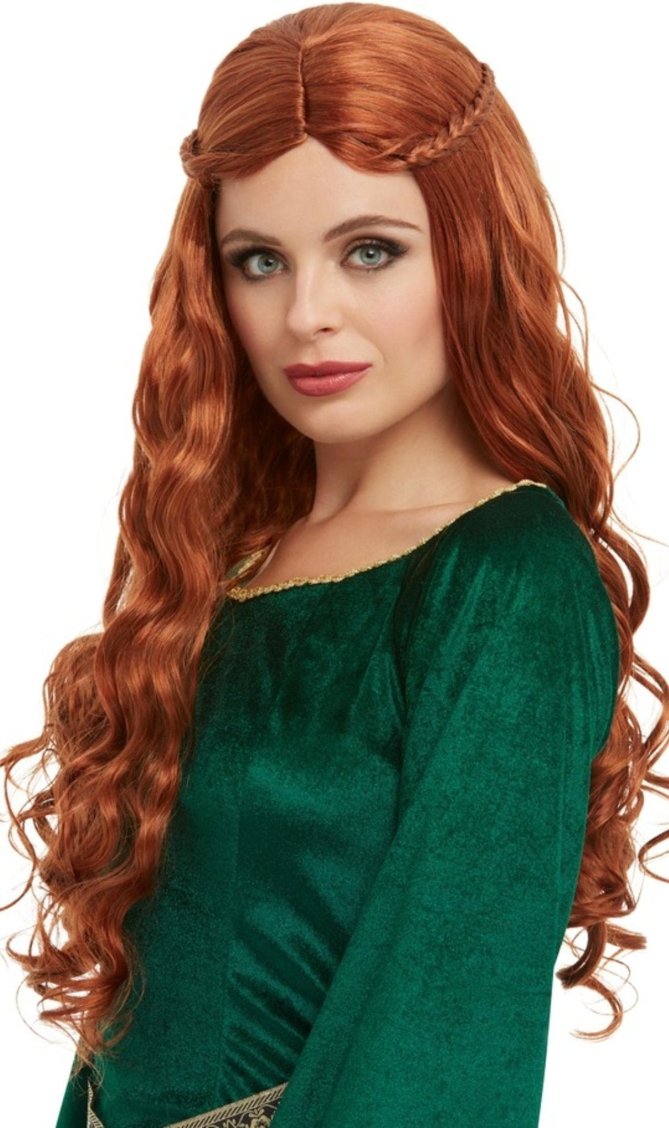 Kastanienbraune Perücke Mittelalter