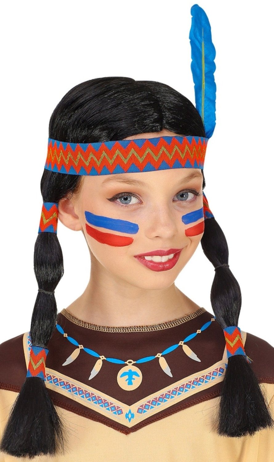 Indianer Perücke mit Zöpfe für Kinder
