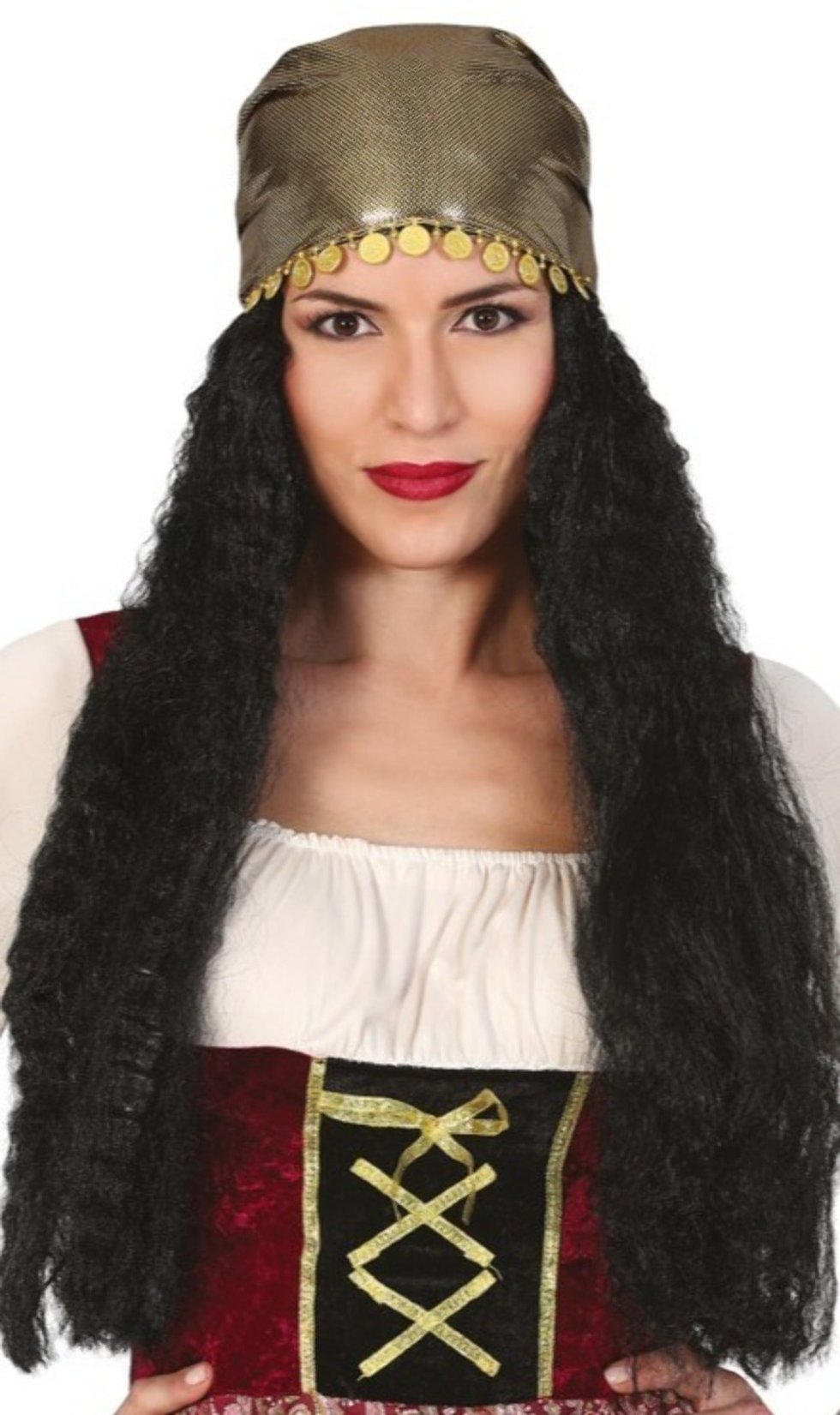 Perücke Wahrsagerin mit Münzkopftuch