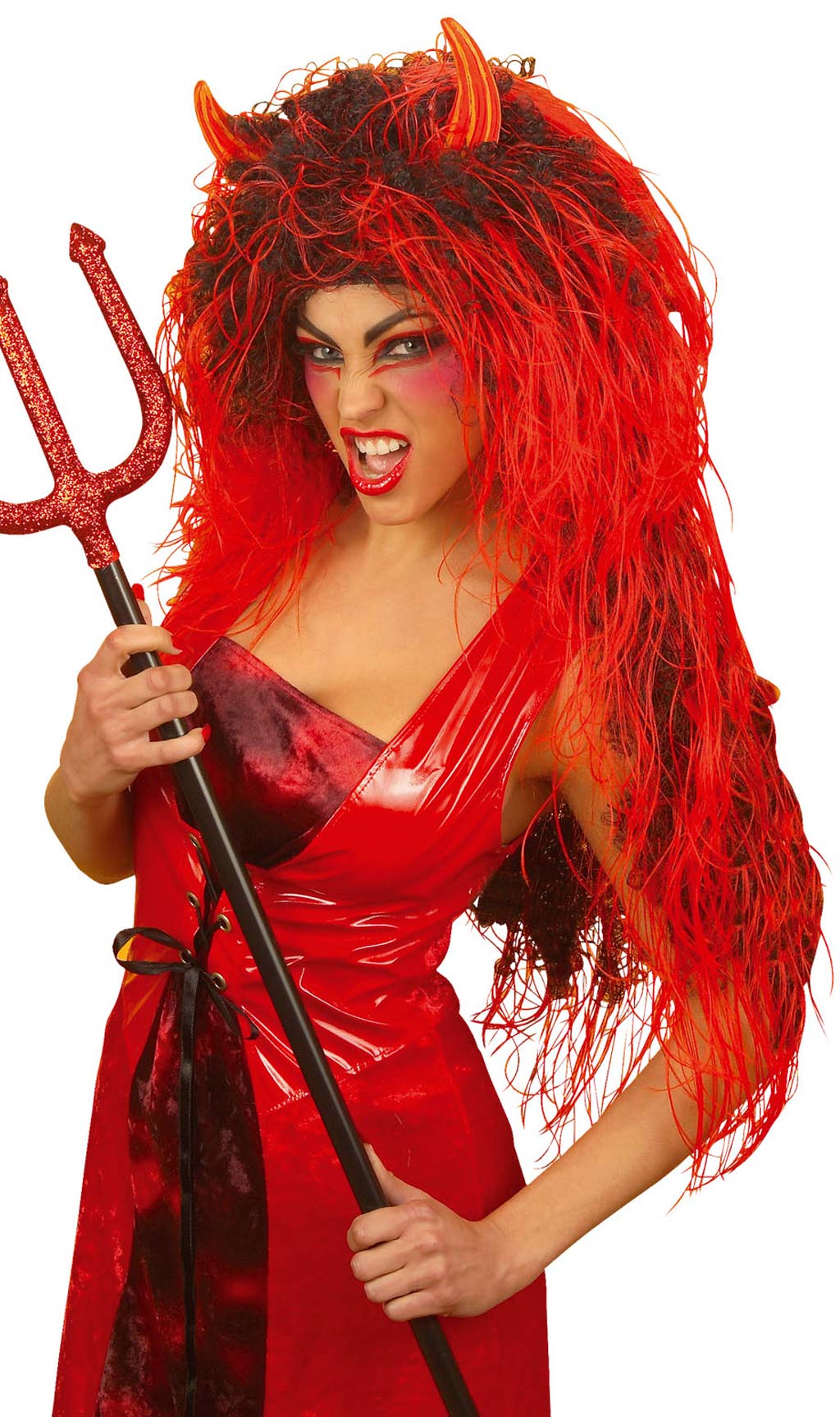 Extra lange Teufelin Perücke
