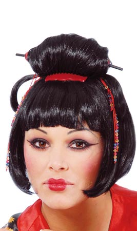 Geisha-Perücke mit kurzen Haaren
