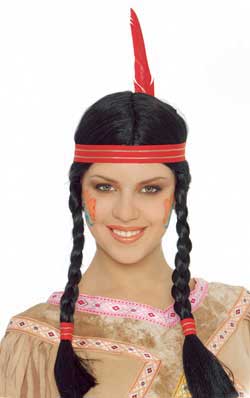 Indianerin-Perücke mit Zöpfen
