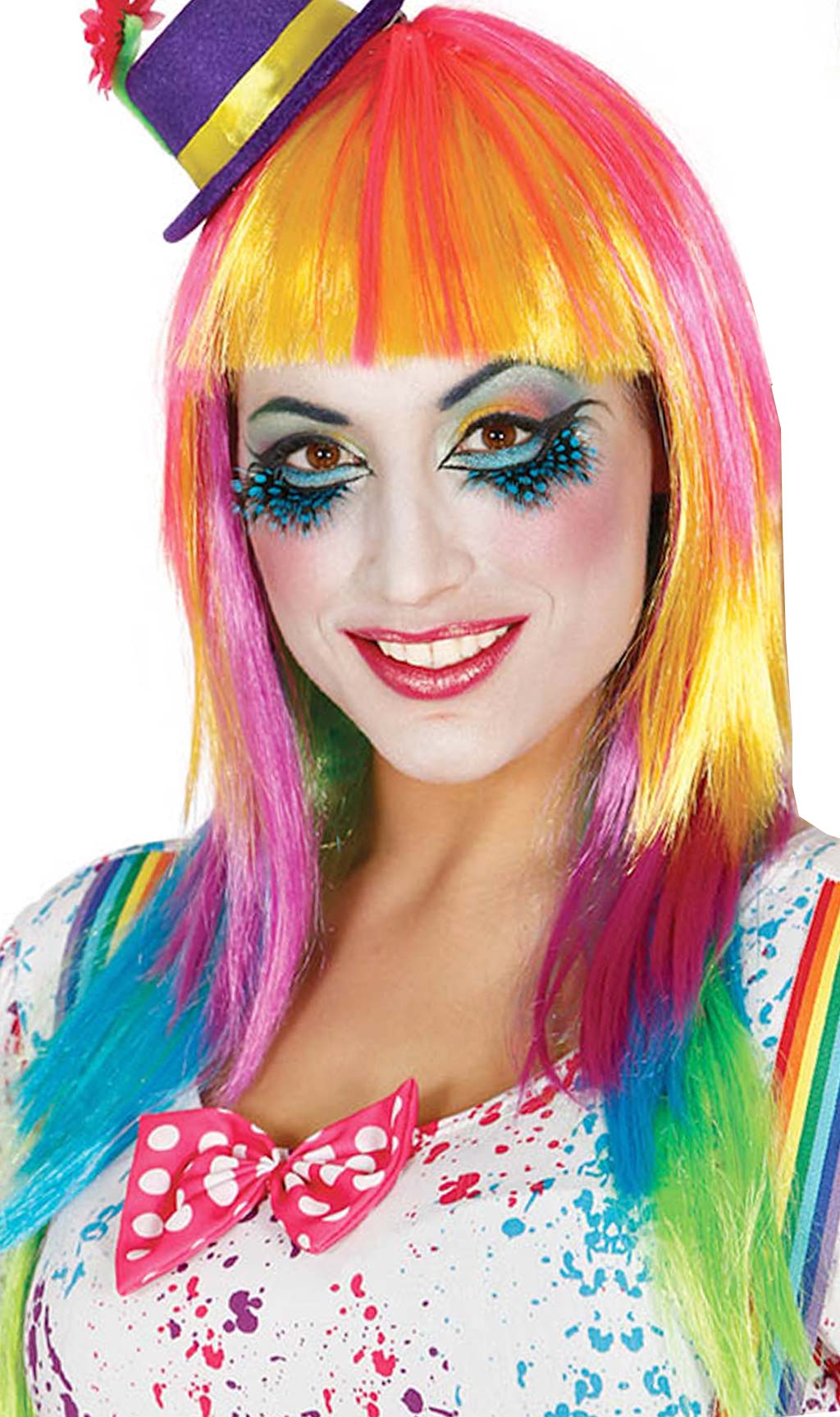 Perücke Langhaar mit Pony Multicolor