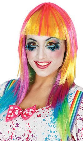 Perücke Langhaar mit Pony Multicolor