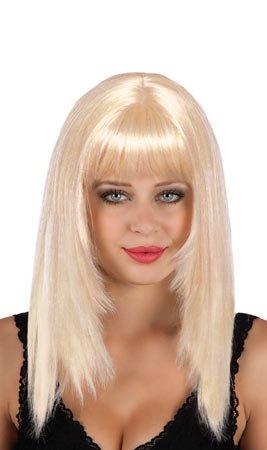 Perücke mit glatten Haaren und Pony