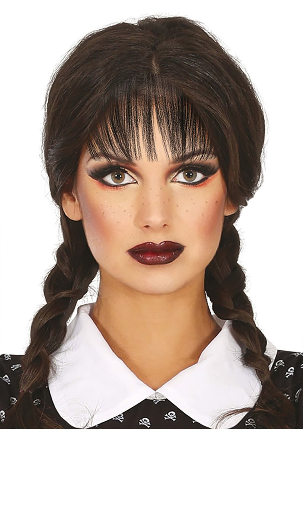 Gruseliges Mädchen Perücke Zöpfe mit Pony