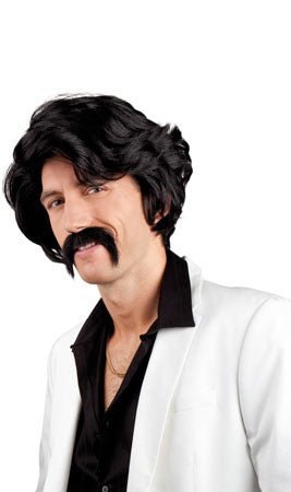 Perücke und Bart für Aufreißer schwarz