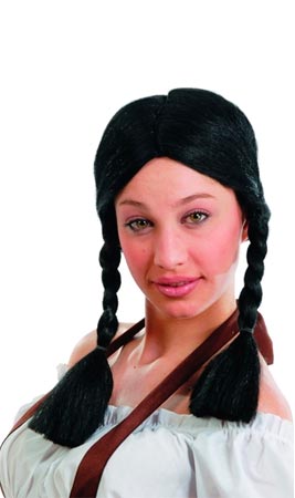 Schwarze Perücke mit kurzen Zöpfen