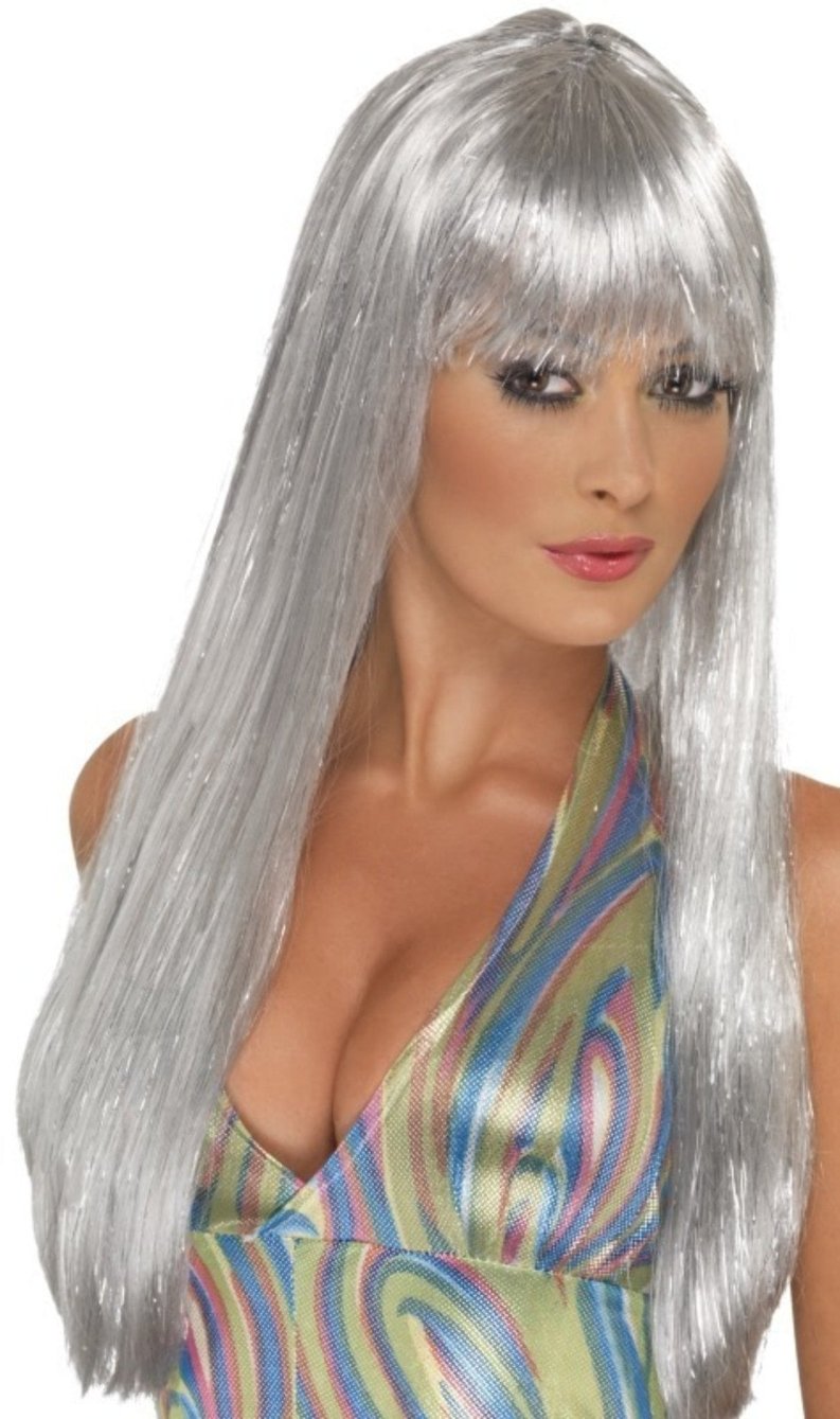 Perücke Silber Glitter