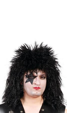 Schwarze Rockerin-Perücke