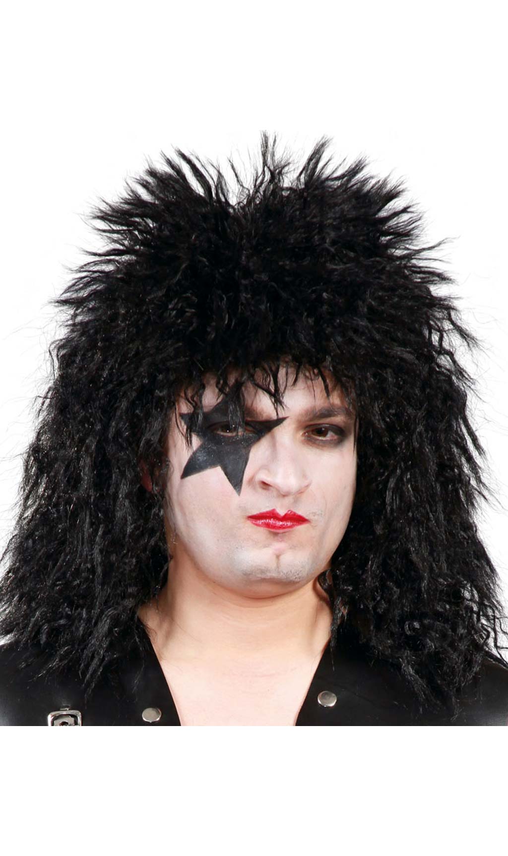 Schwarze Rockerin-Perücke
