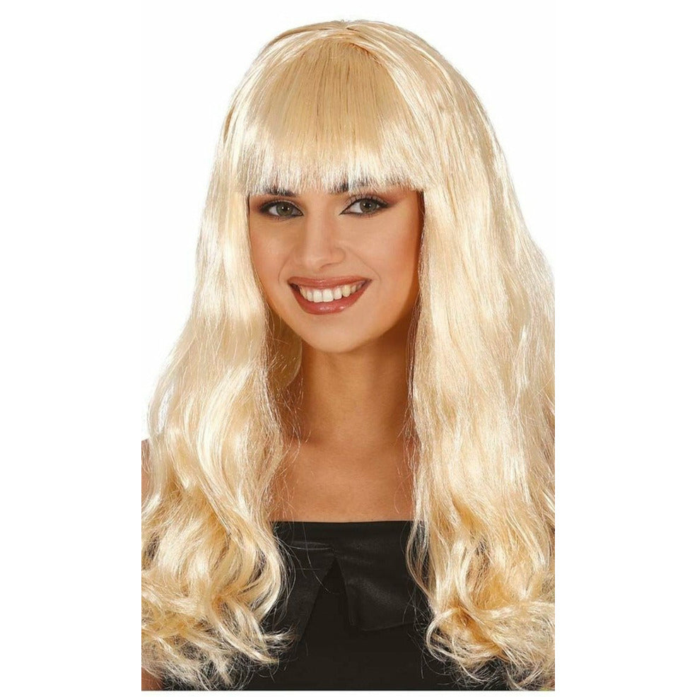 Peluca Rubia Melena Flequillo | Don Disfraz
