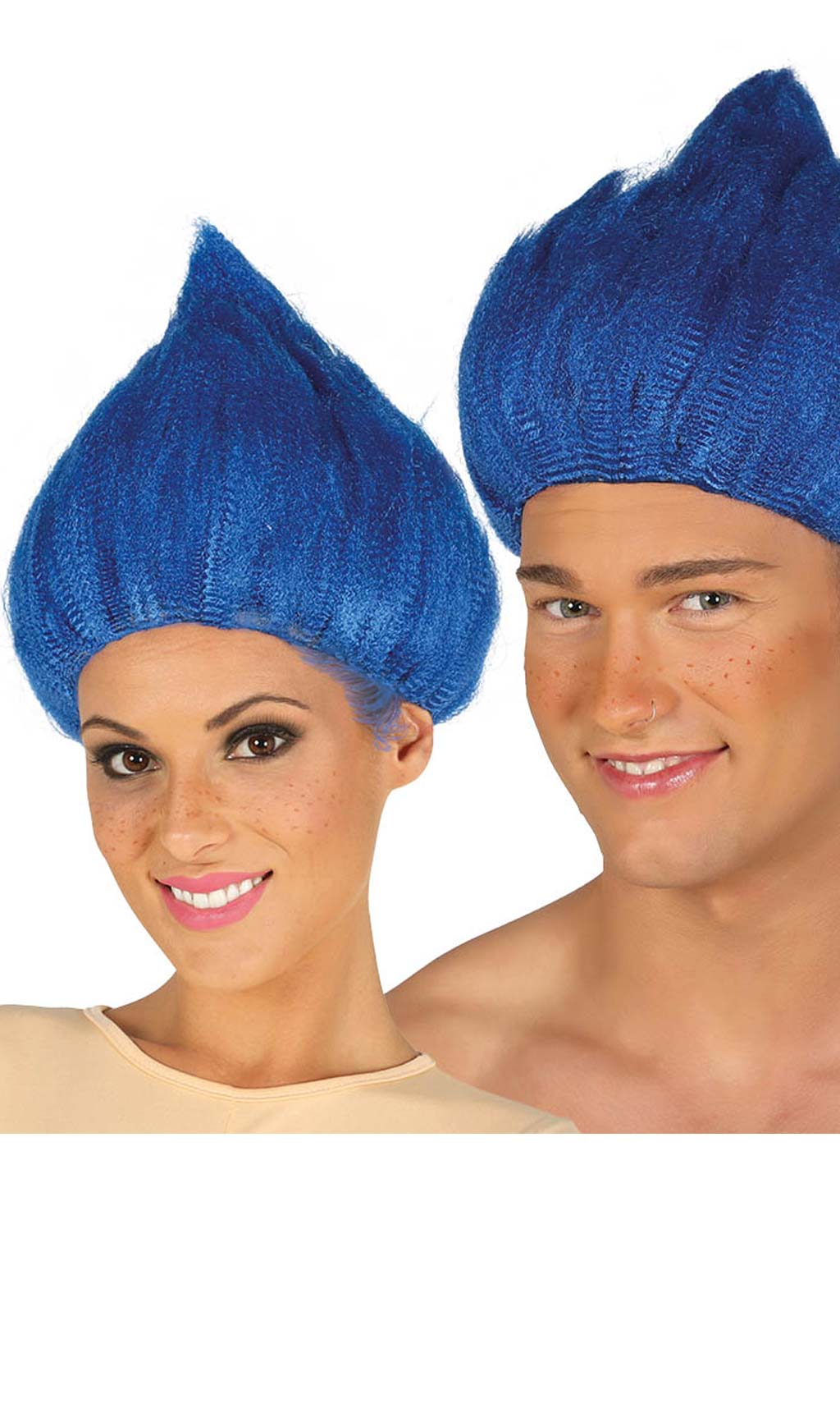 Spitze Troll Perücke blau