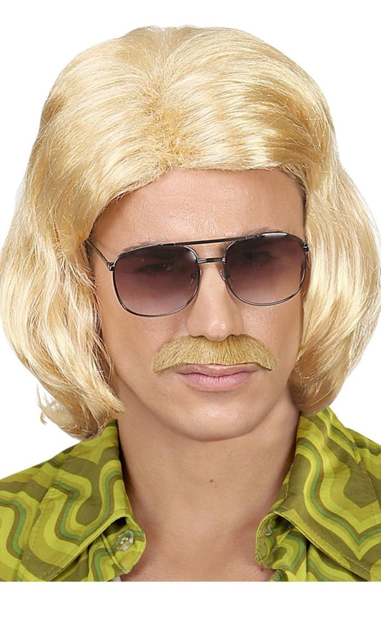 Perücke und Schnurrbart Dandy Blond