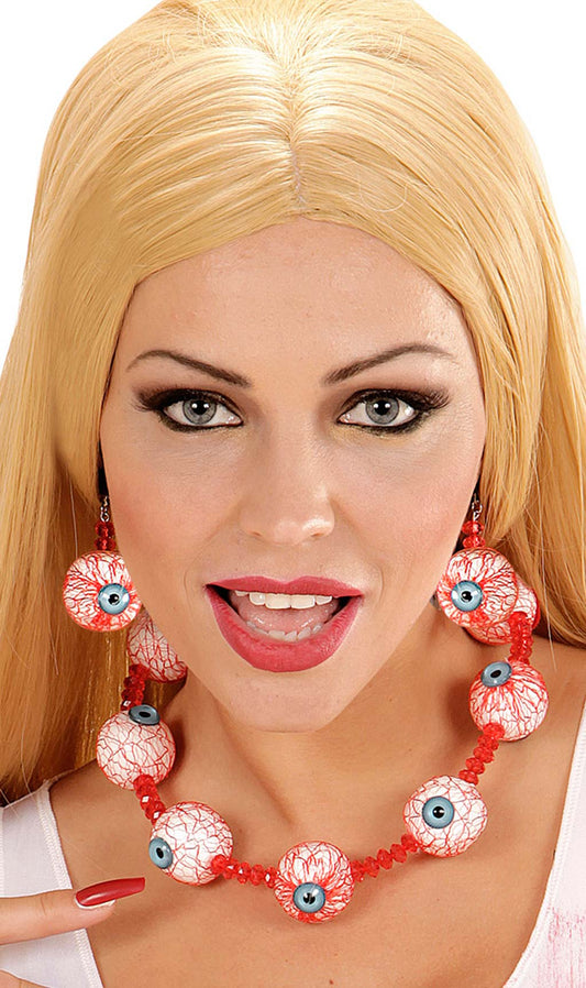 Halskette und Ohrringe mit Augen