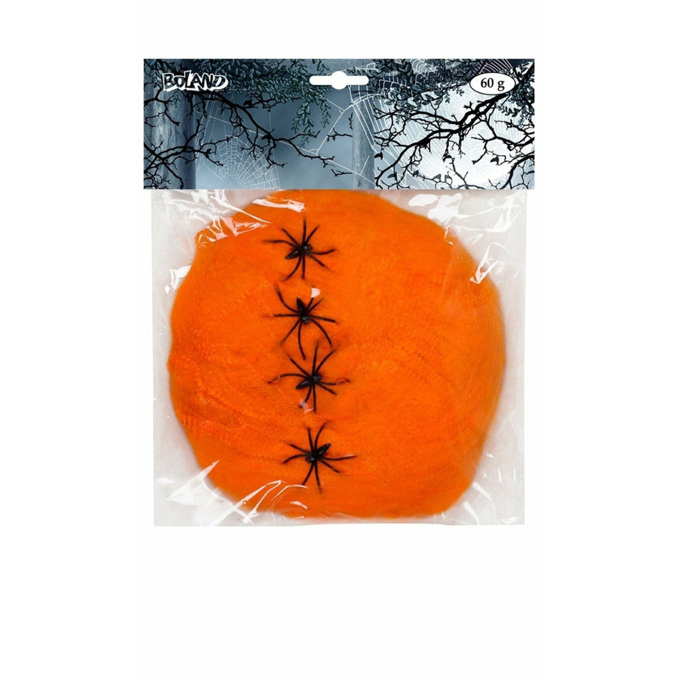 Telaraña Naranja 60gr con 4 Arañas | Don Disfraz