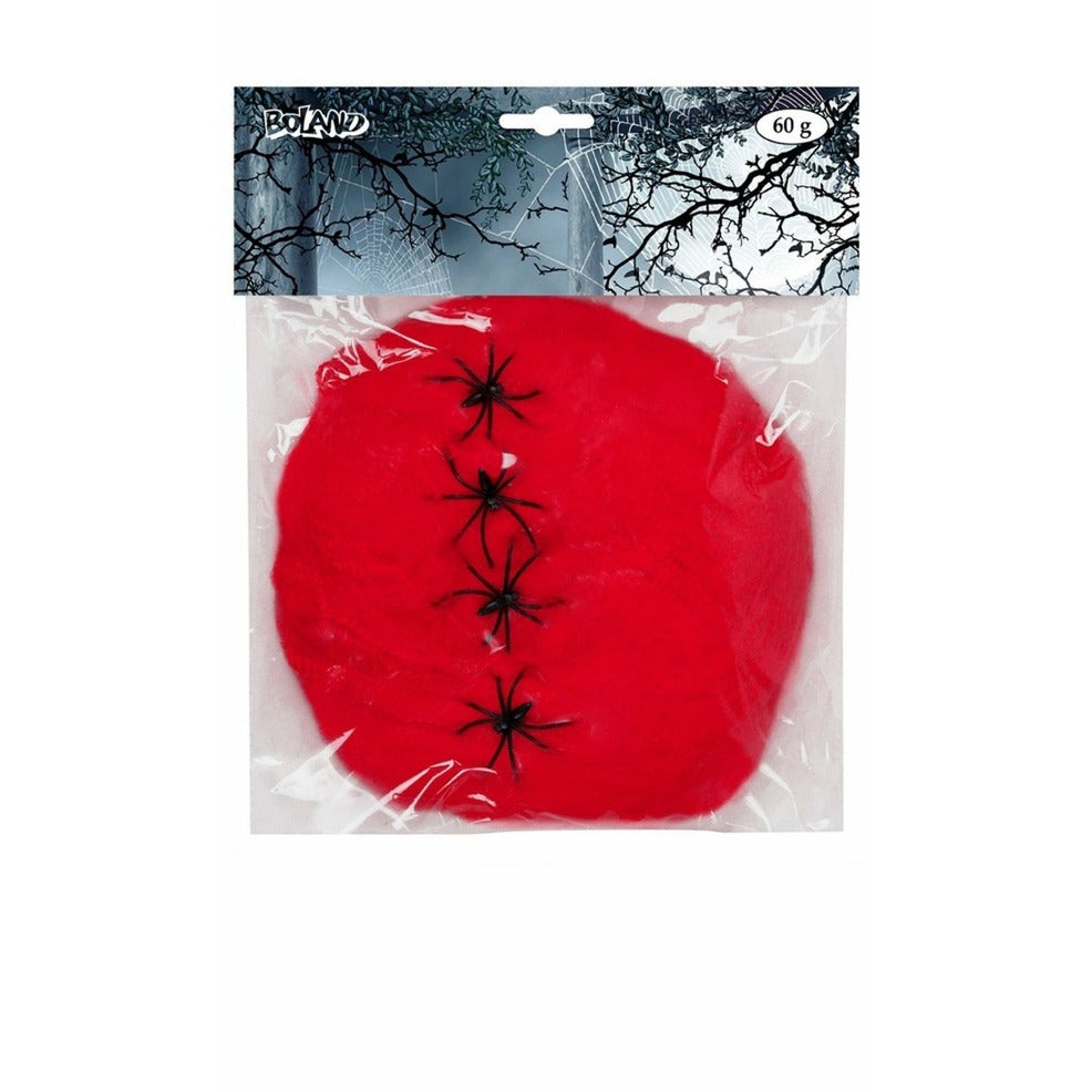 Telaraña Roja 60gr con 4 Arañas | Don Disfraz