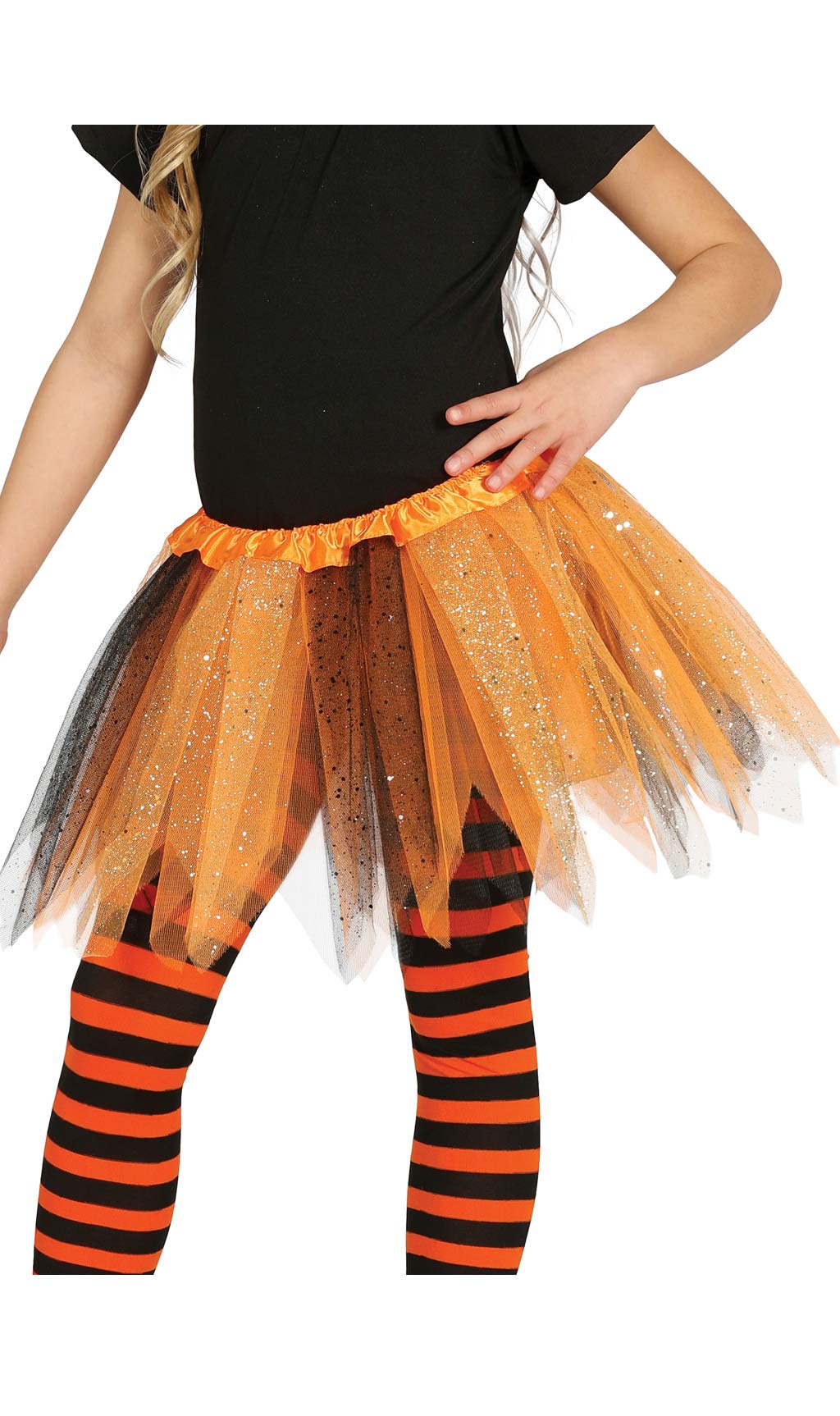 Glitzer Tutu Orange und Schwarz für Kinder