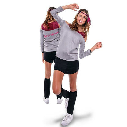 Graues Aerobic-80er-Jahre-Kostüm für Damen