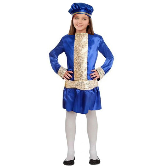 Page Mütze Kostüm blau für Mädchen