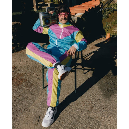 80er Jahre Jogginganzug Kostüm blau für Herren