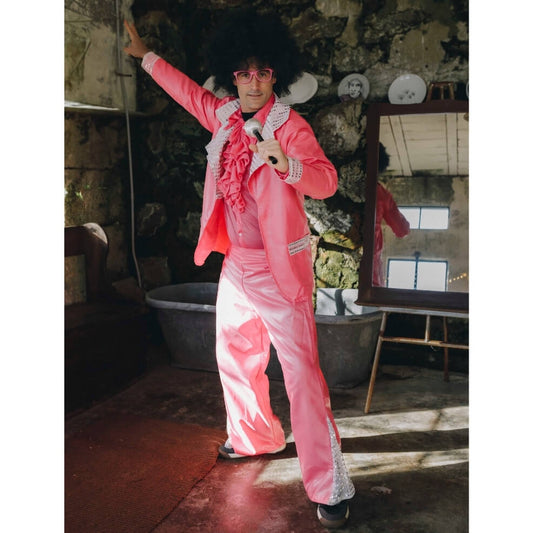 Disco Rosa Kostüm für Herren