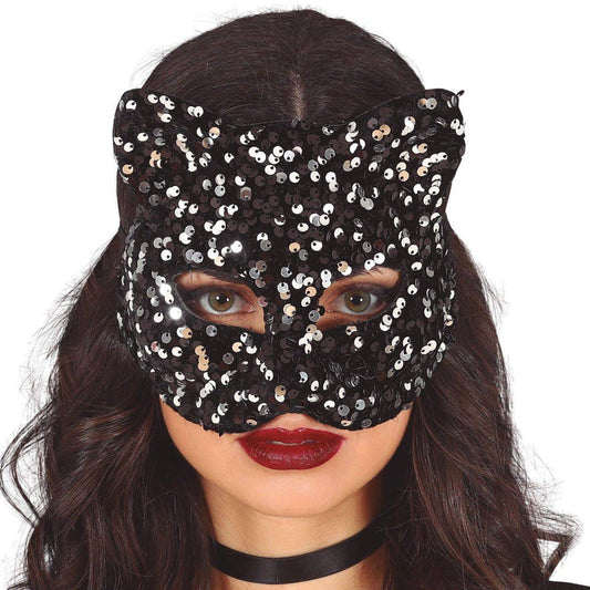 Katzenmaske mit Pailletten