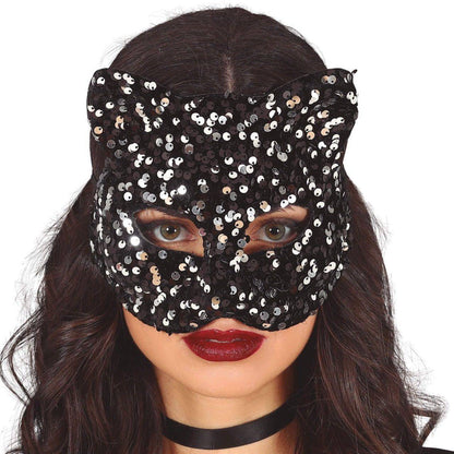 Katzenmaske mit Pailletten 