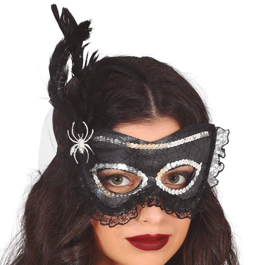 Schwarze Augenmaske mit Spinne