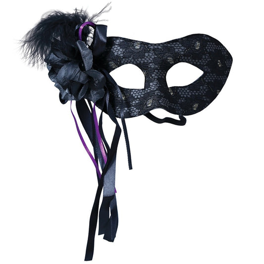 Schwarze Augenmaske mit Feder