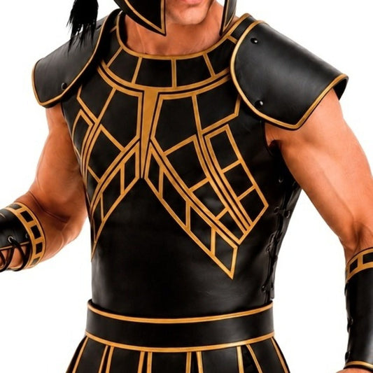 Schwarze Römischer-Gladiator-Rüstung aus Leder