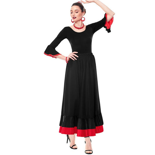 Schwarzer Flamenco-Body für Damen