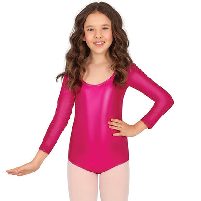 Langarm Body Metallic-Fuchsia für Kinder