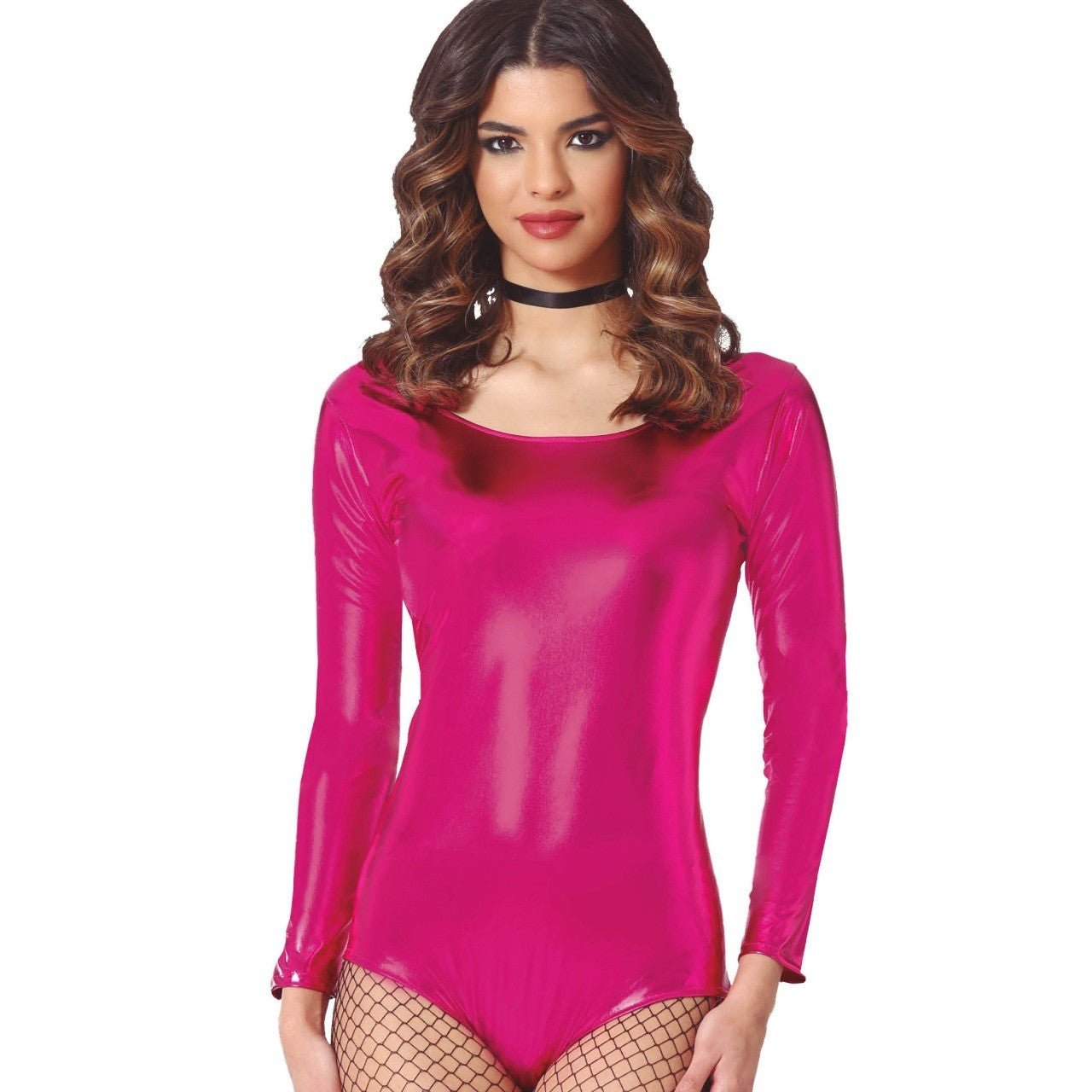 Langarm Body Metallic-Fuchsia für Damen