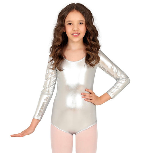 Langarm Body Metallic-Silber für Kinder