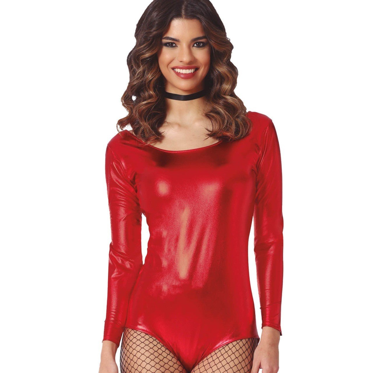 Langarm Body Metallic-Rot für Damen