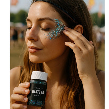 Blauer Glitter-Gel-Dose