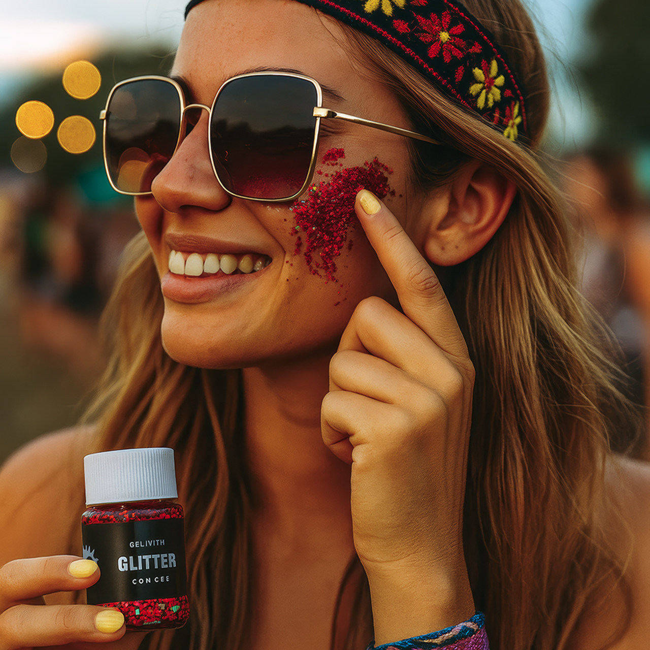 Rote Glitter-Gel-Dose