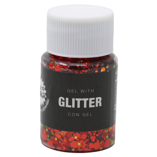 Rote Glitter-Gel-Dose