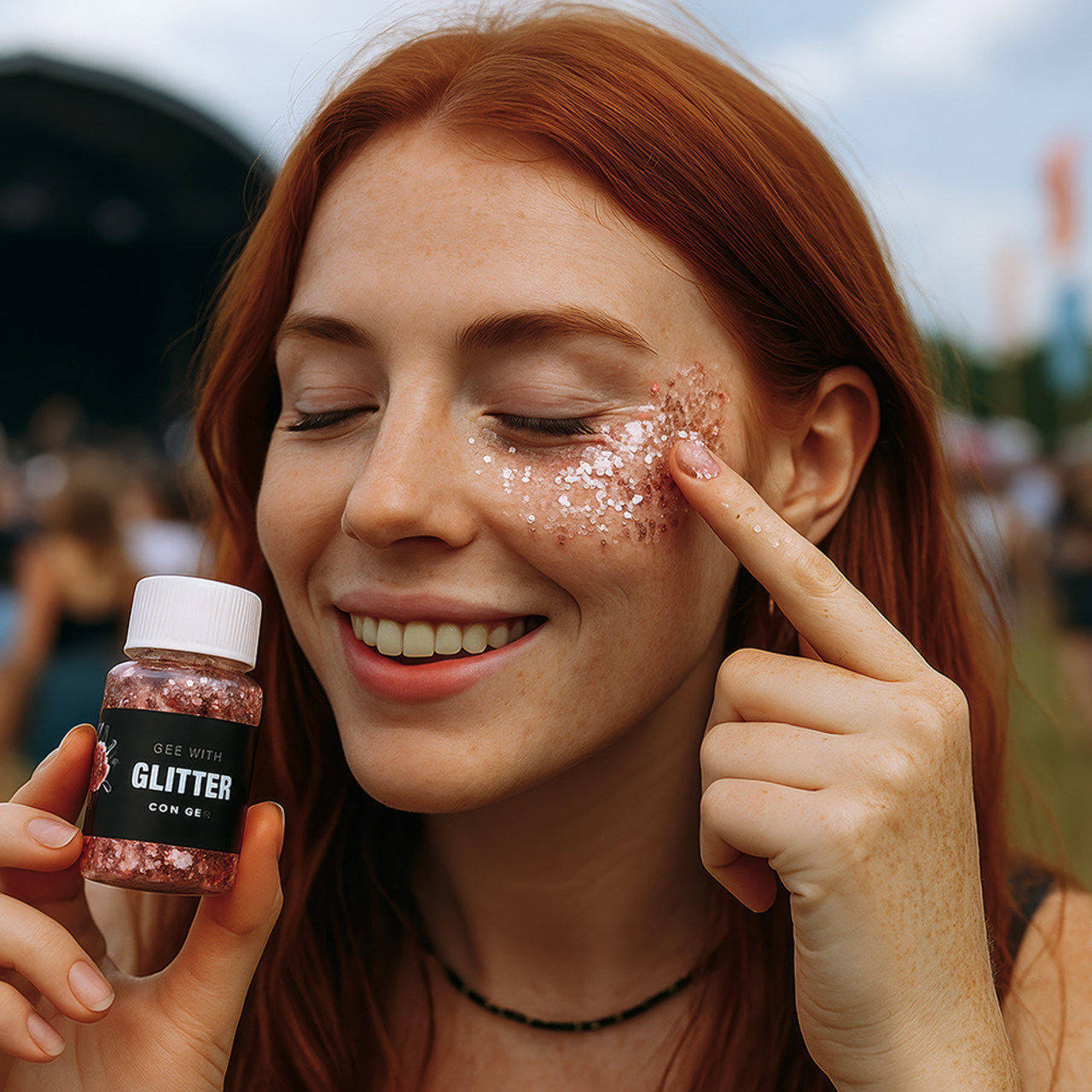 Rosa Glitter-Gel-Dose