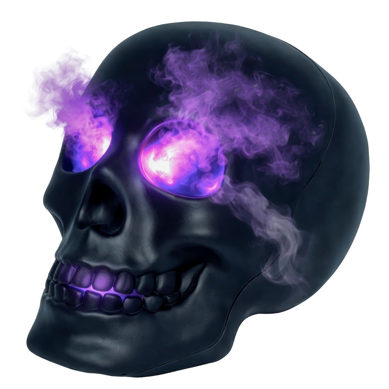 Leuchtender schwarzer Totenkopf mit Rauch