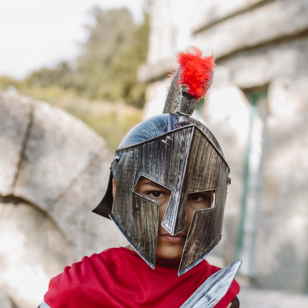 NET TOYS Gladiator Helm Mit Feder – Bronze-Schwarz, Einheitsgröße Für Karneval & Mottoparty